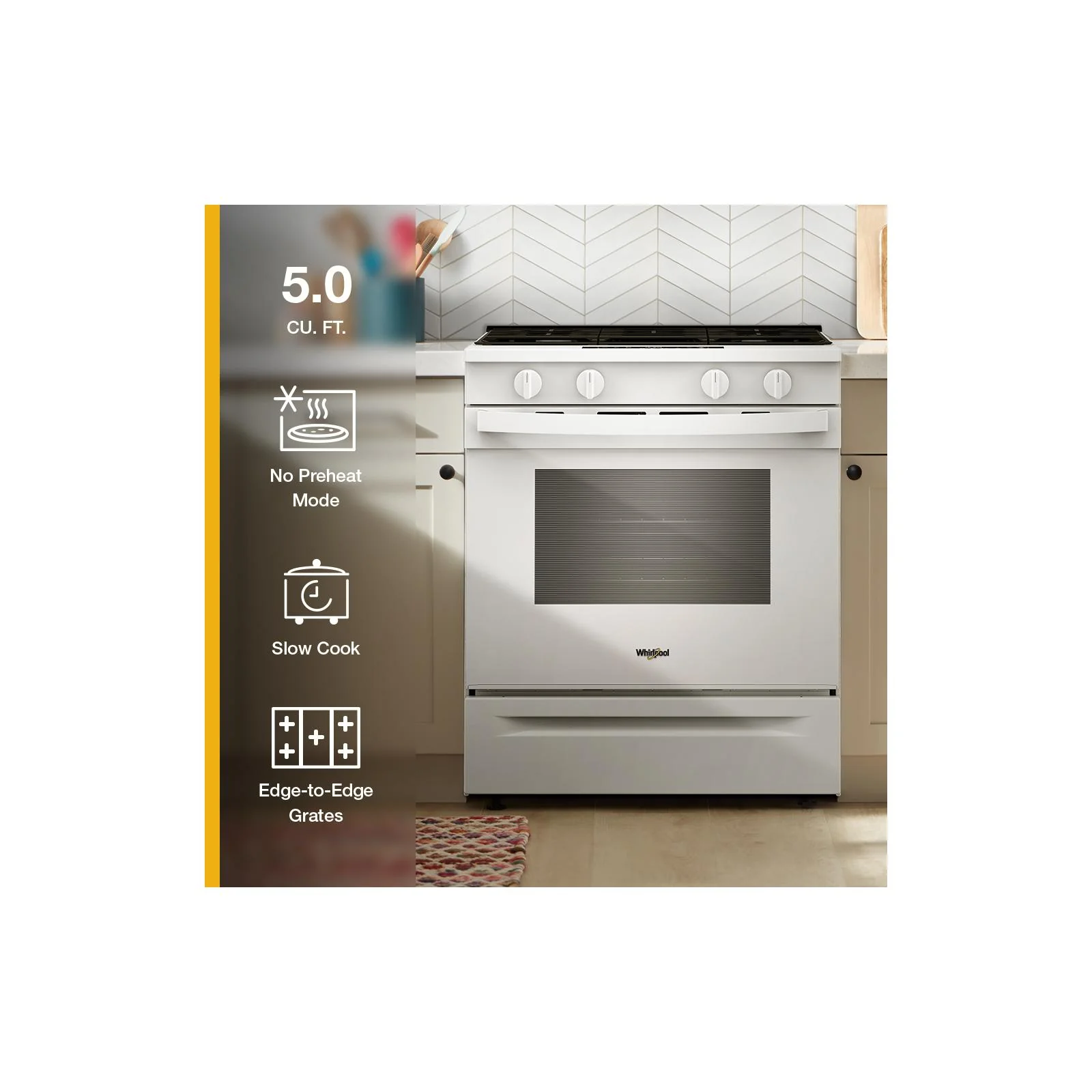 Whirlpool White Slide-In Smart Gas Range (5.0 Cu. Ft.) - WSGS3330TW - Image 9