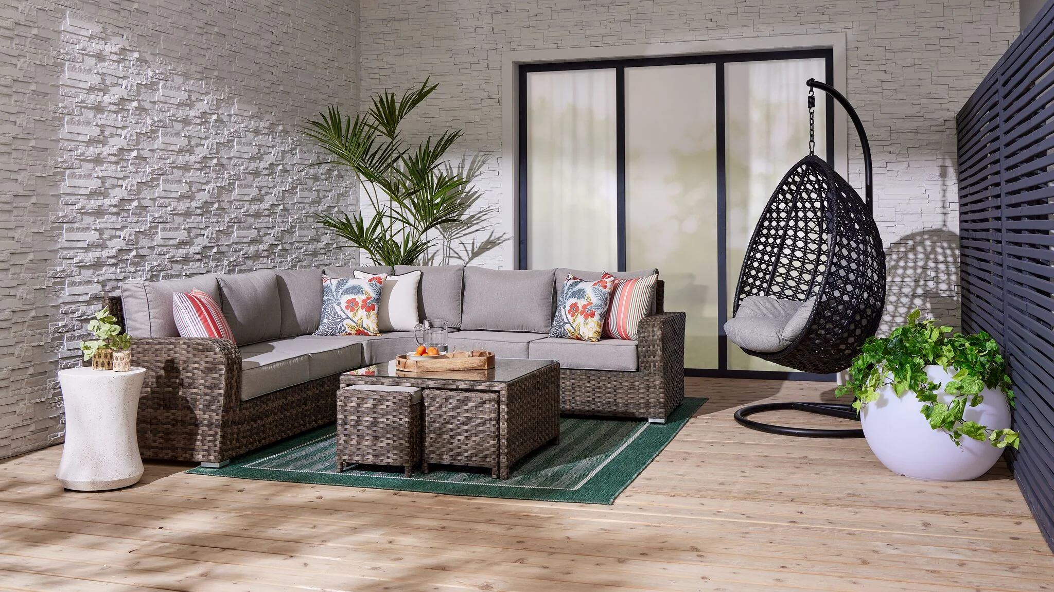 Whispering Pine 3 - Piece Outdoor Sectional - Dark Grey - Image 2