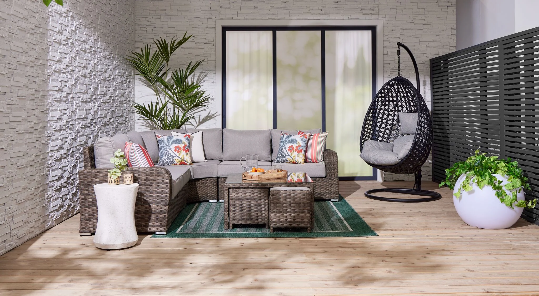 Whispering Pine 3 - Piece Outdoor Sectional - Dark Grey - Image 5