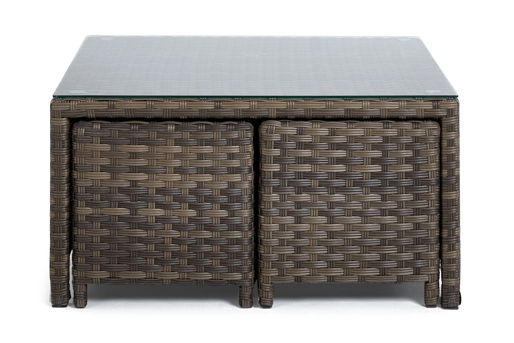 Whispering Pine Outdoor Coffee Table with 2 Ottomans - Dark Grey - Image 3