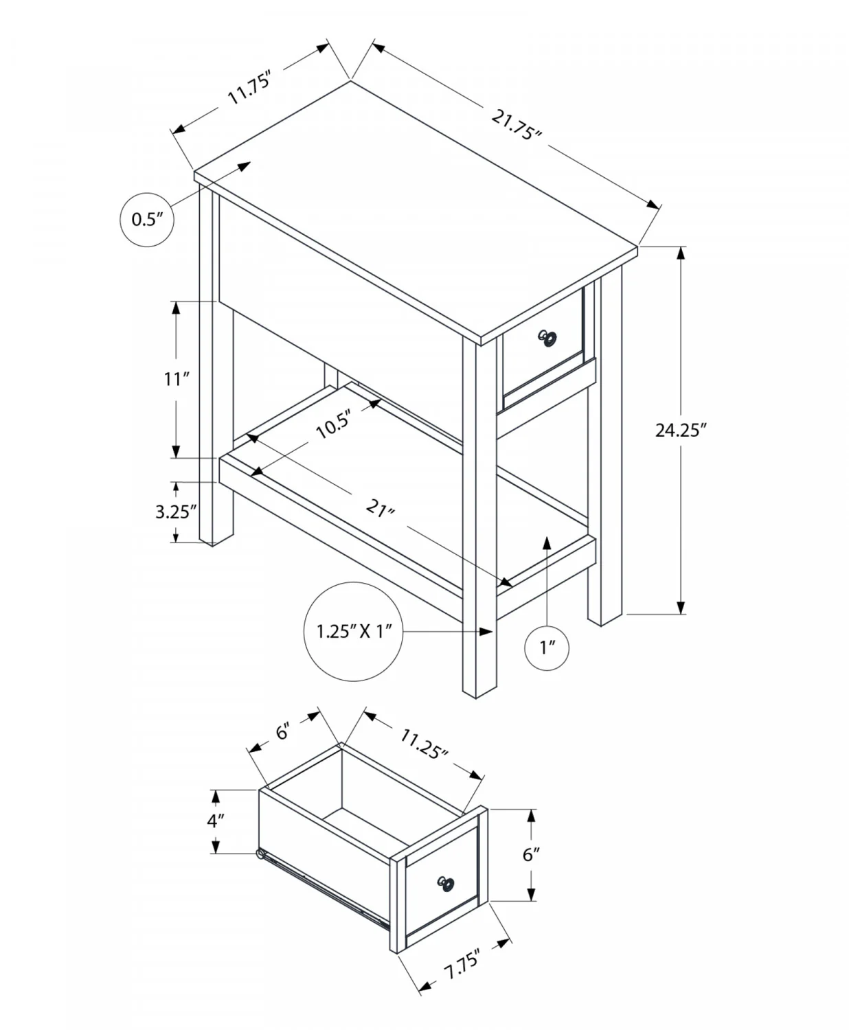 Willow Side Table - Grey - Image 3