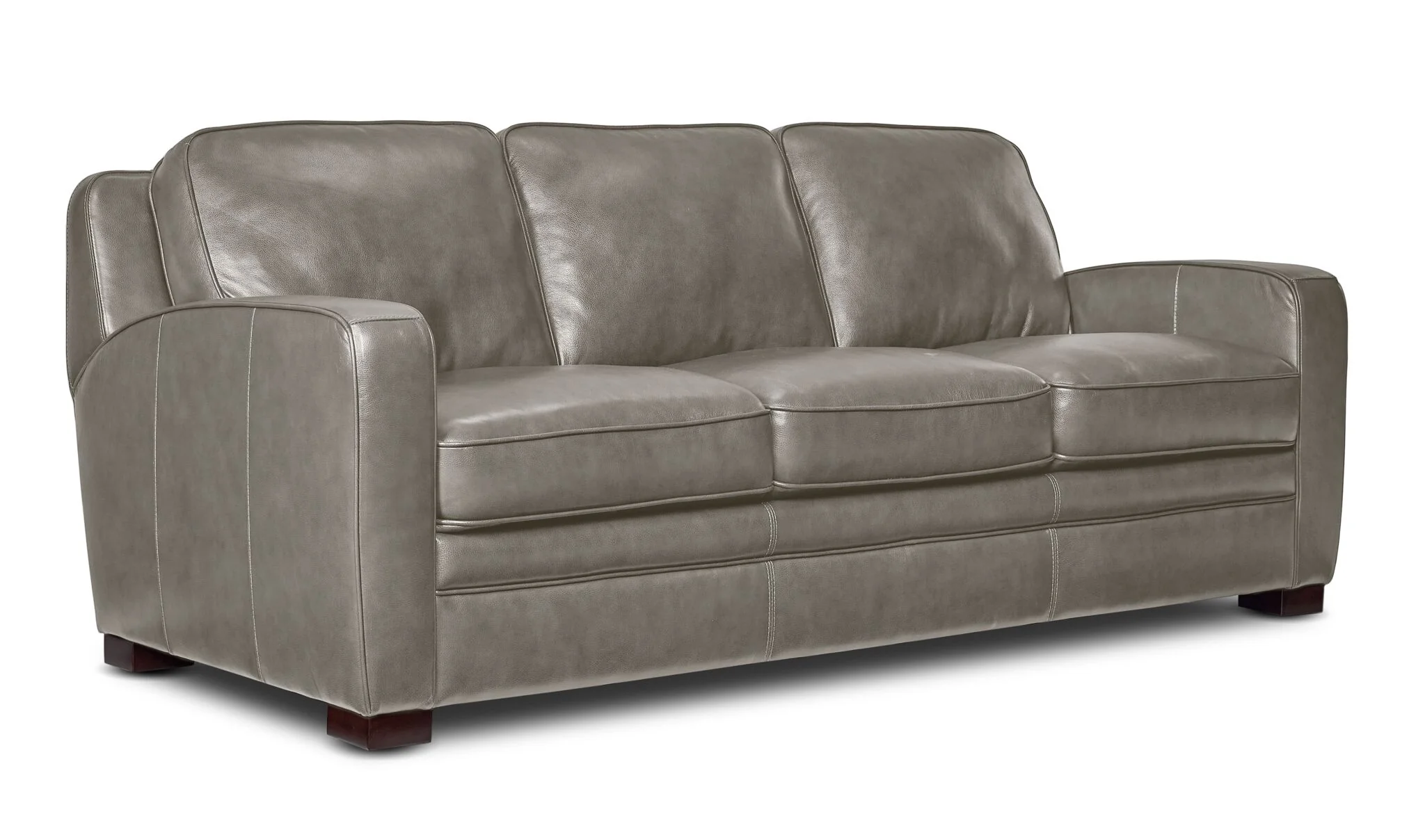 Wilmington Leather Sofa, Loveseat and Chair Set - Light Grey - Image 2