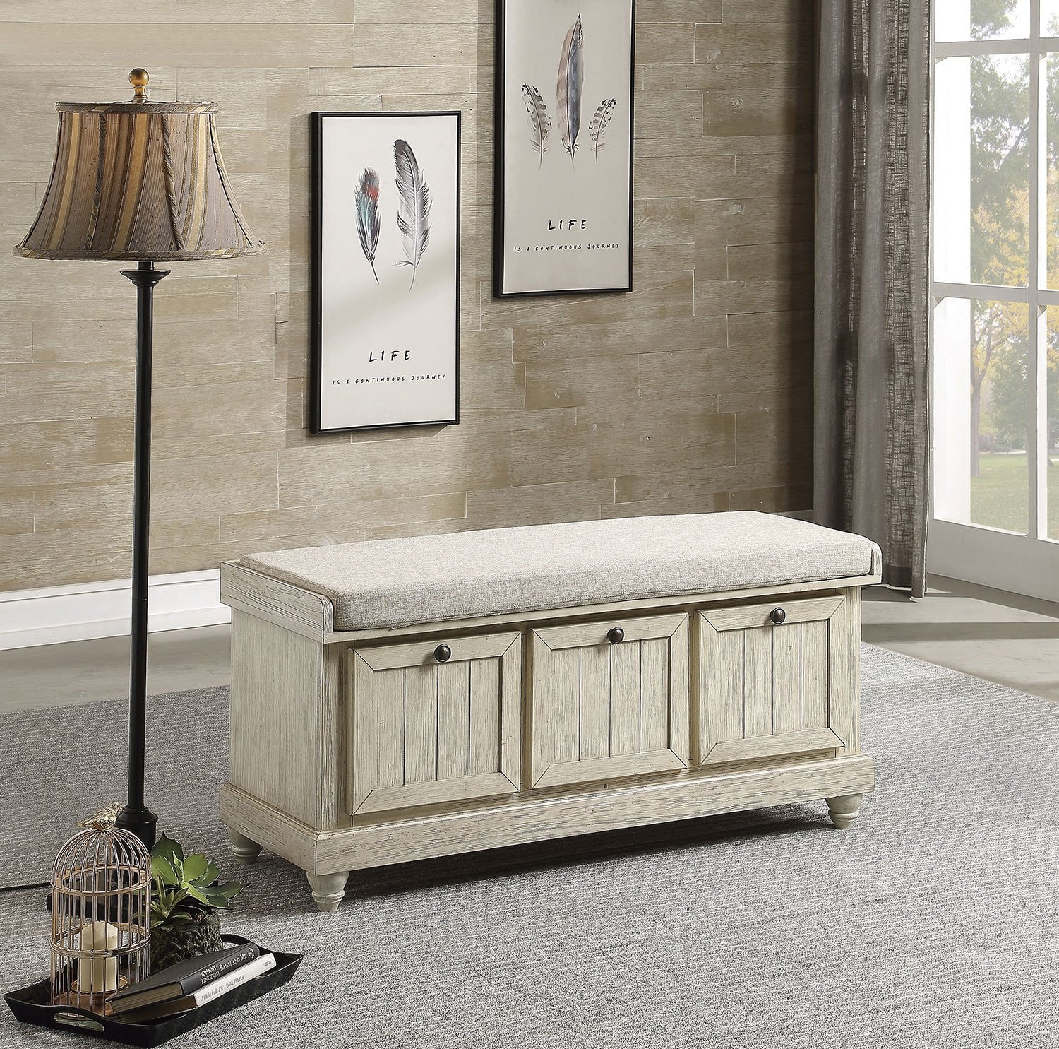 Woodwell Bench - Antique White - Image 2