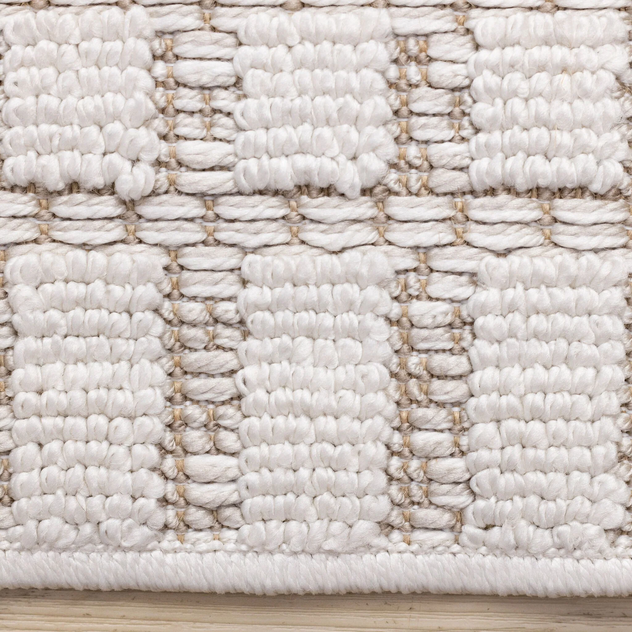 Woven Balance 5'3" x 7'7" Intricate Grid Design Area Rug - White, Taupe - Image 6