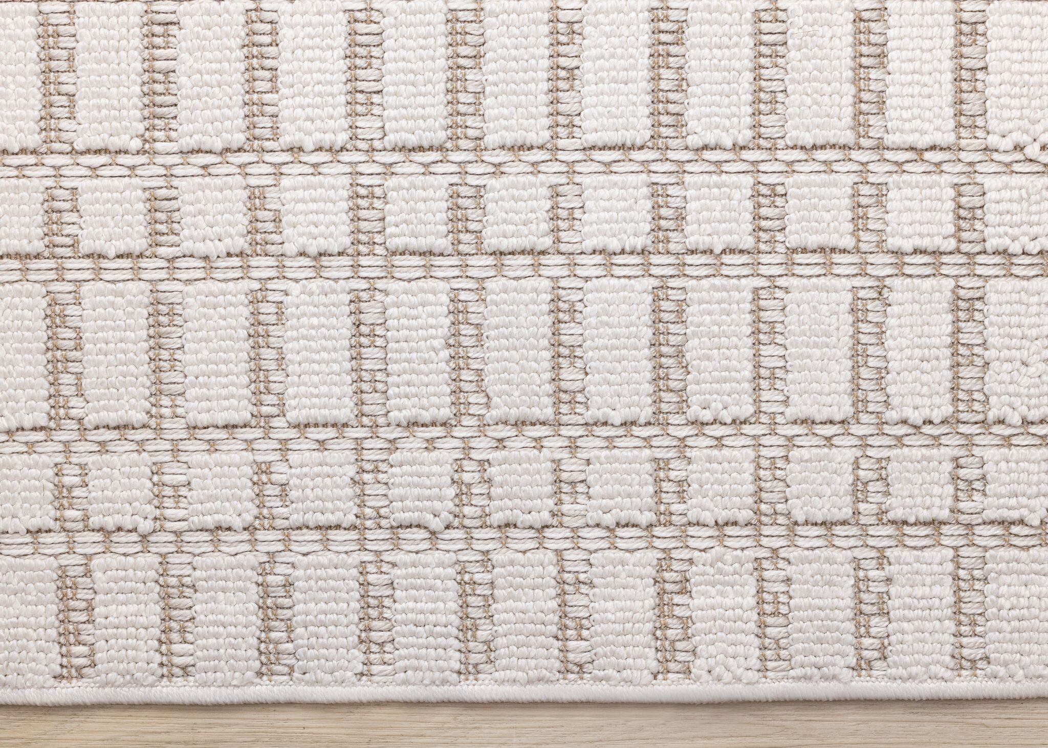 Woven Balance 5'3" x 7'7" Intricate Grid Design Area Rug - White, Taupe - Image 7