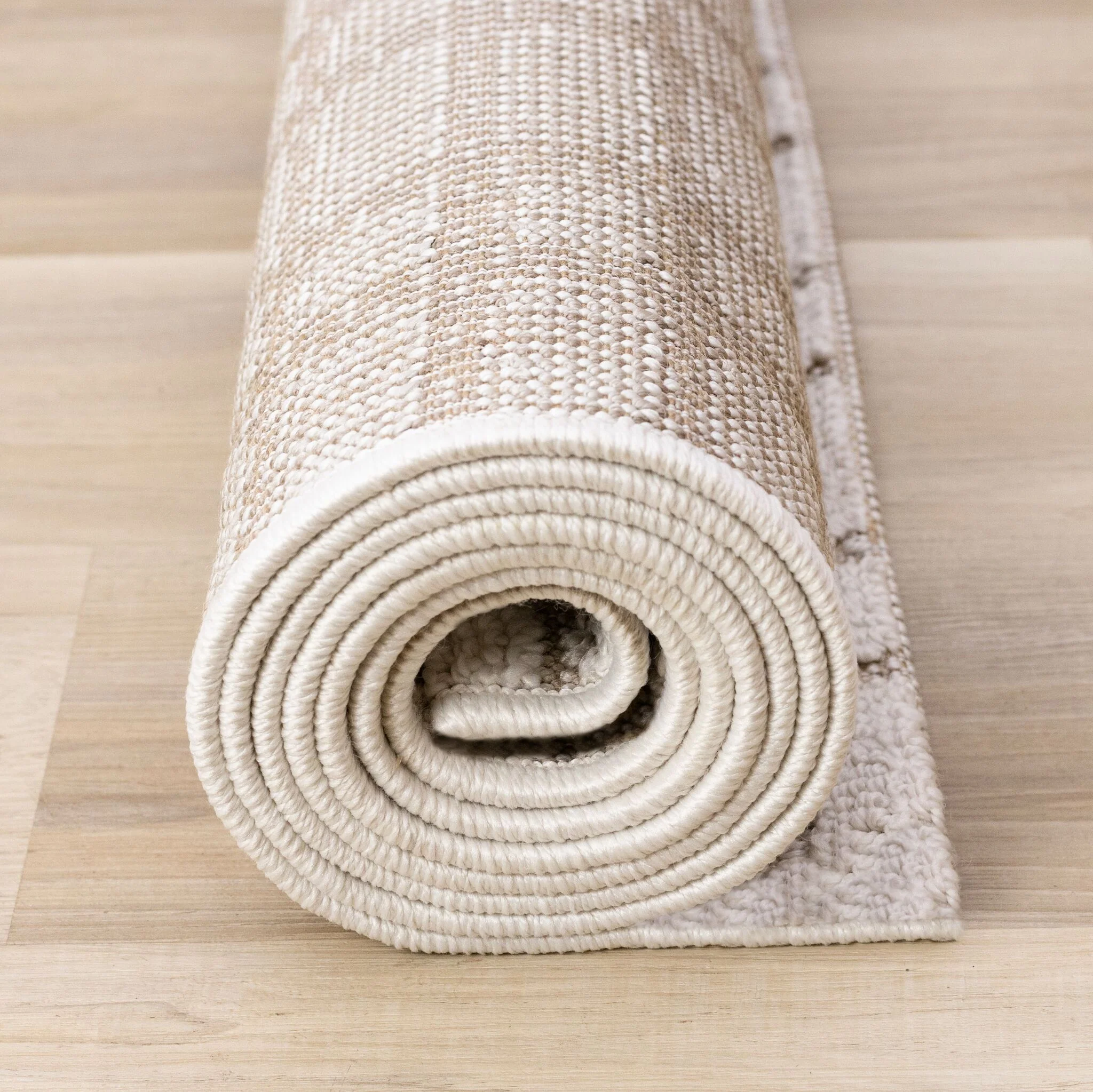 Woven Balance 6'7" x 9'6" Intricate Grid Design Area Rug - White, Taupe - Image 10