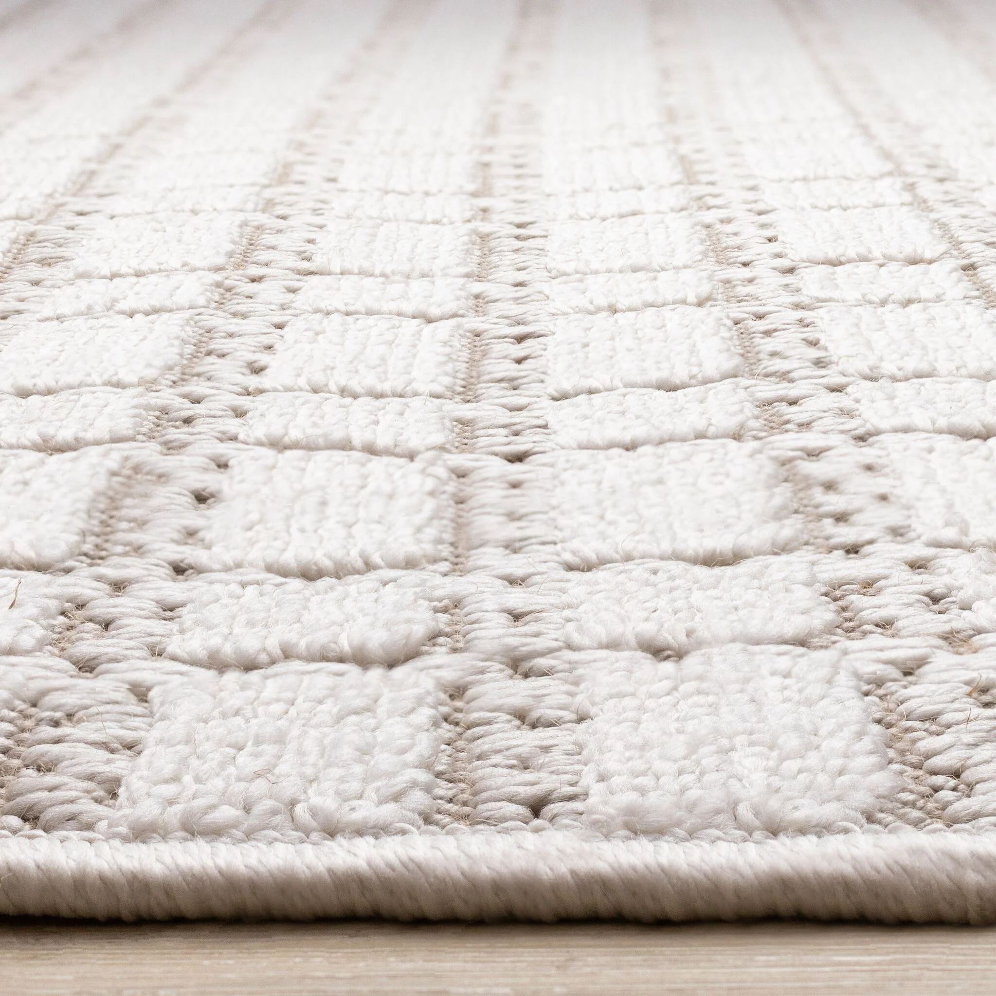 Woven Balance 6'7" x 9'6" Intricate Grid Design Area Rug - White, Taupe - Image 5
