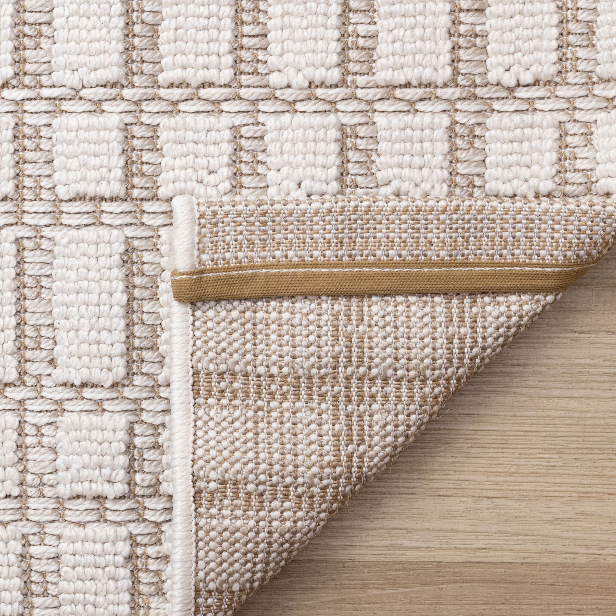 Woven Balance 6'7" x 9'6" Intricate Grid Design Area Rug - White, Taupe - Image 8