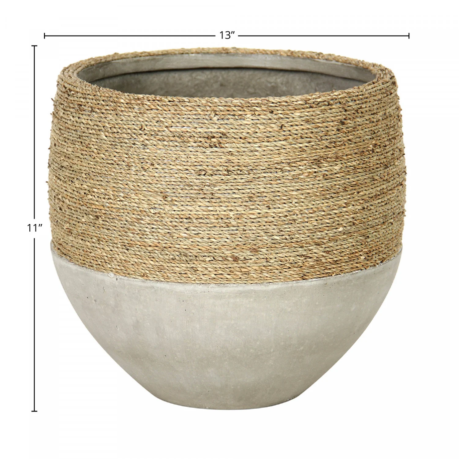 Wynmere Mixed Grass And Concrete Pot - Grey/Beige - Image 3