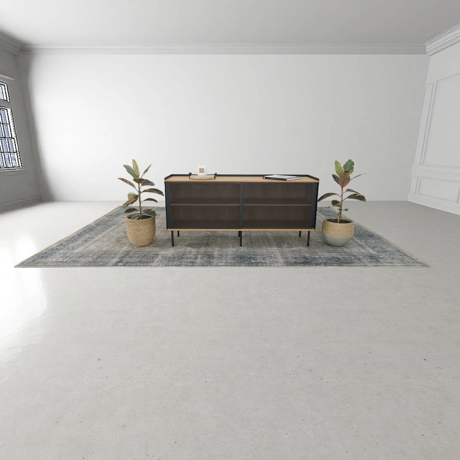 Wynmere Mixed Grass And Concrete Pot - Grey/Beige - Image 5