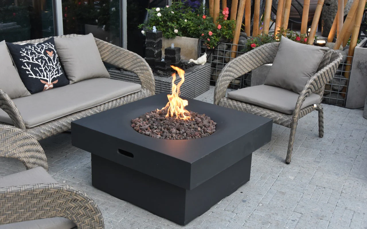 Yak Loum Concrete Lava Stone Fire Pit (Modeno) – Propane - Image 3