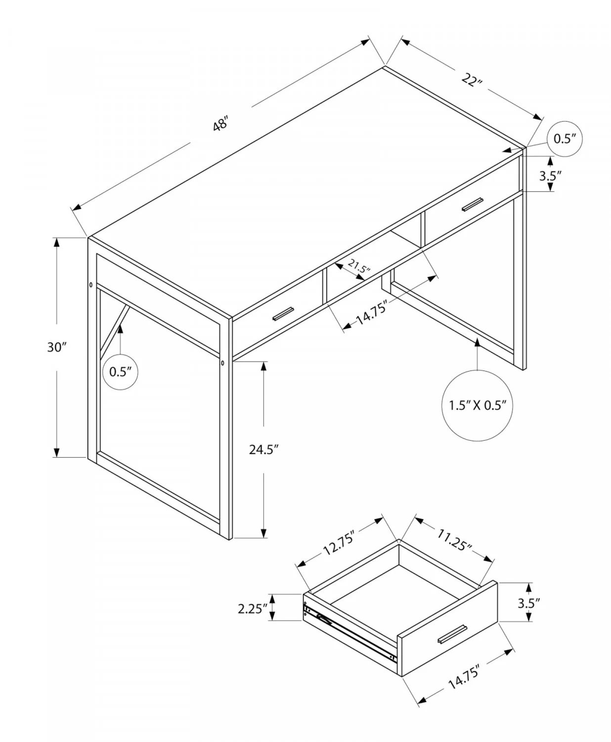 Zale Desk - Brown - Image 3