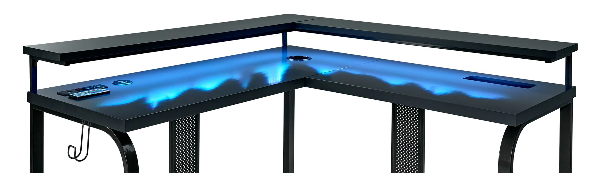 Zander II L-Shaped Gaming Computer Desk - Grey - Image 7