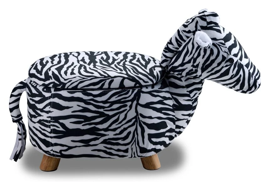 Zebra Storage Ottoman - Black and White - Image 2