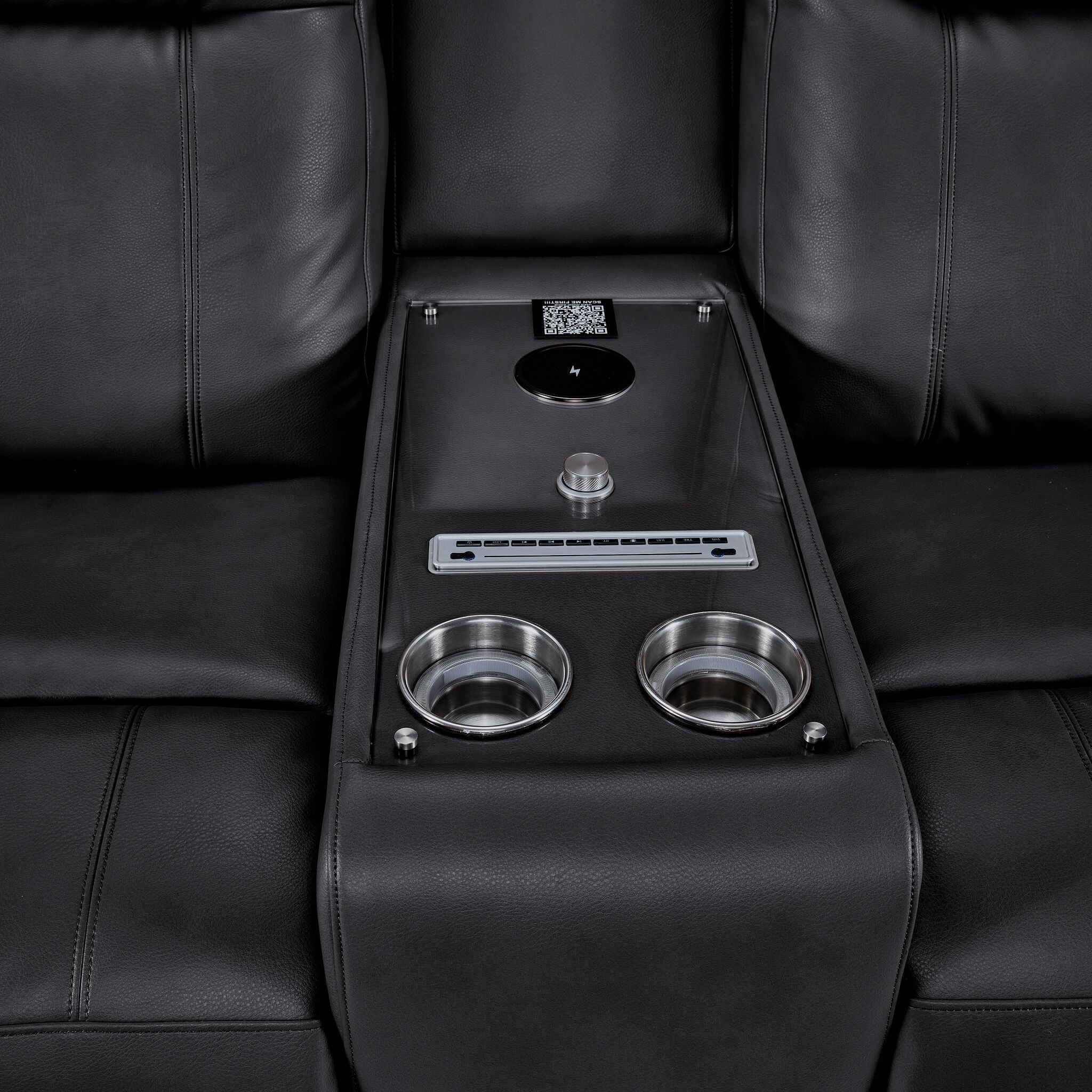 In Harmony - Zeppelin Power Reclining Sofa and Loveseat Set - Dark Grey - Image 7
