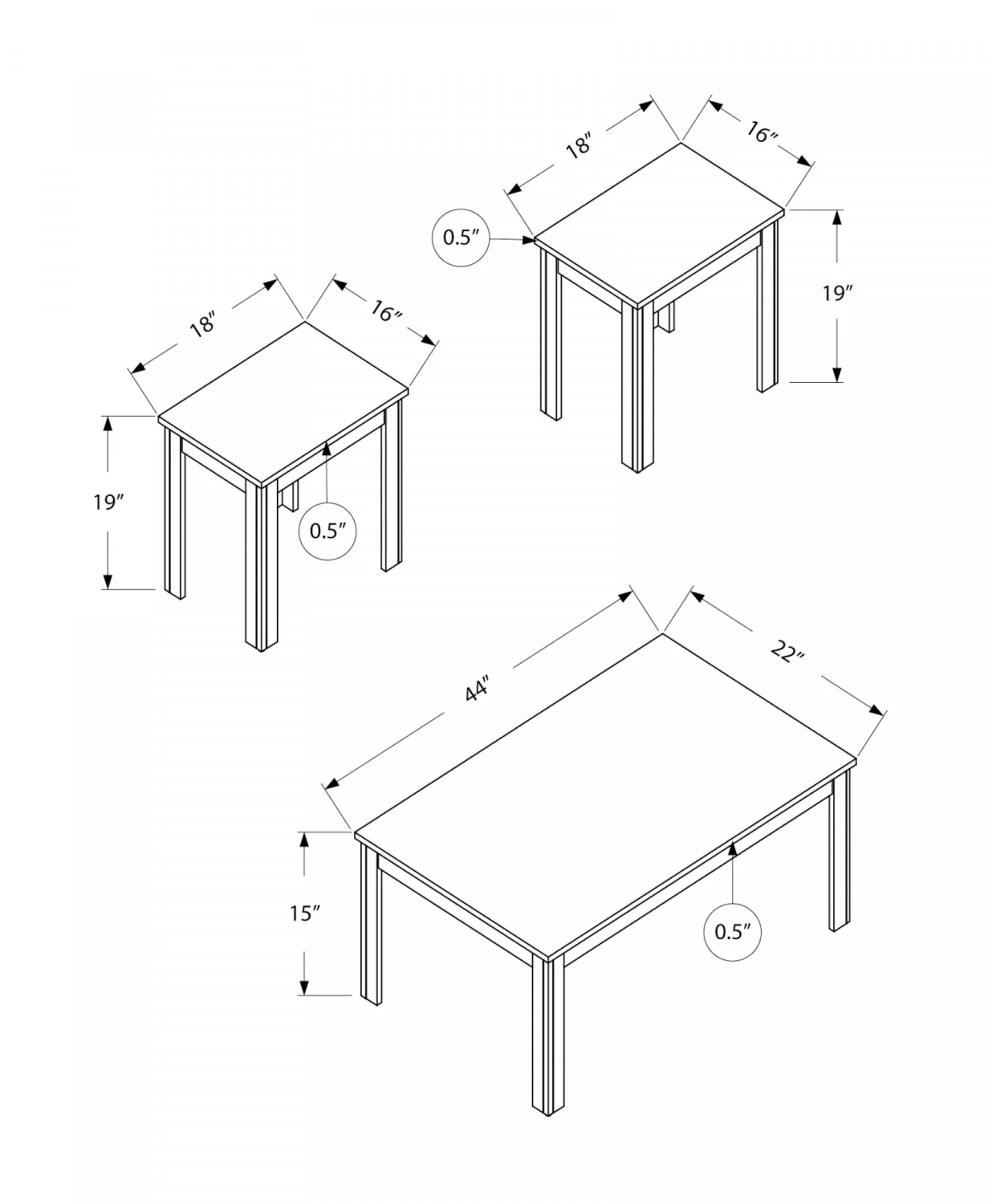 Zoey 3-piece Coffee Table Set - Taupe - Image 3